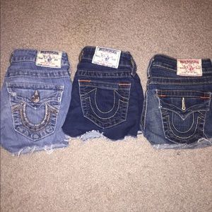 3 pair True Religion Jean Shorts